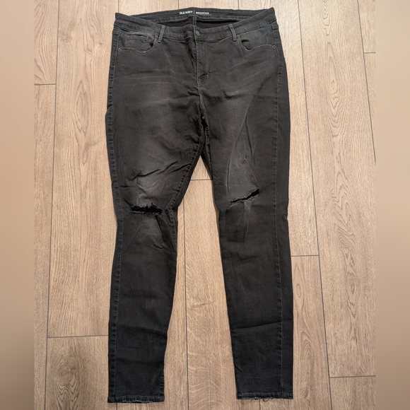Old Navy Jeans Plus 18 Rockstar Tall Long Skinny Ripped Faded Black Gray Wash - Picture 1 of 4